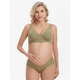 Angelhood 3 Pack Postpartum Underwear Seamless, Pregnancy Panties Maternity Underwear Under Bump No Show Underwear, Large