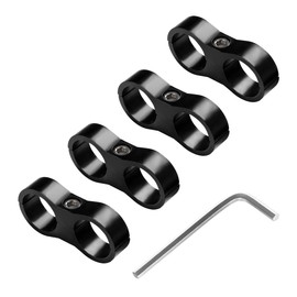 JUSTTOP 4PCS 4AN Hose Separator Clamp, Aluminum Fuel Line Mounting Clamp Divider Hose Holder with Wrench, Dual Oil Line Hose Separator Fitting Adapter for 1/4 Water Pipe Gas Line