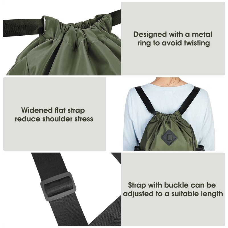 WANDF Drawstring Backpack Sports Bag with Shoe Compartment Water Resistant