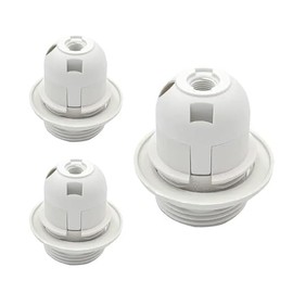JNXQWE E26 E27 Light Socket,Plastic Threaded Medium Base Lamp Holder with Shade Ring,E26 Pendant Socket for Edison Bulbs Pendant Lamp,3-Pack (White)