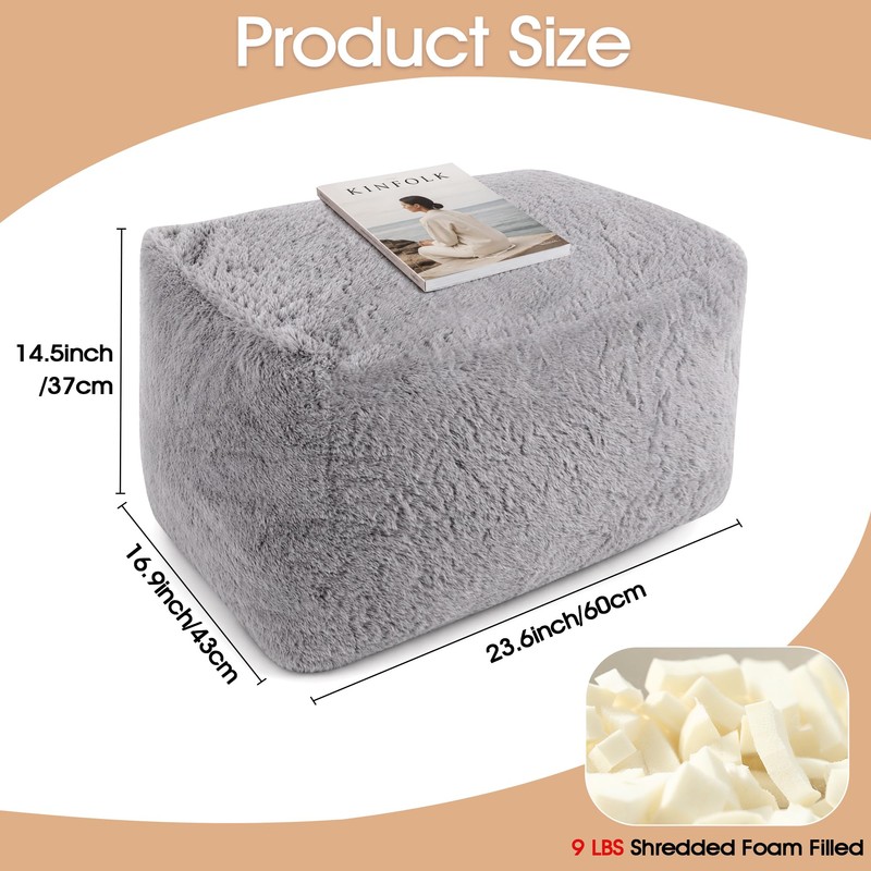 Round Pouf Ottoman 23 x 15 x 13 Inches, Memory