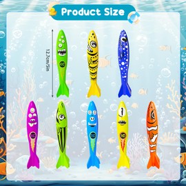 YUEXNKO Torpedo Toy, 8 Pieces Diving Toy, Swimming Pool Toy, Swimming Pool Toy, Diving Pool Toy Set, Pool Diving Toy, Swimming Pool Toy for Children
