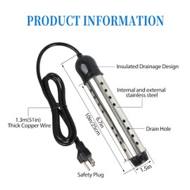 GQNDGN Immersion Heater, Submersible Water Heater 1PCS