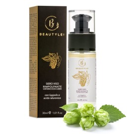 BEAUTYLEI | Siero Viso Antirughe Rimpolpante BIO | Contorno occhi e labbra, Nasolabiali | Acido Ialuronico e Luppolo | Inodore, Anti Age, Antimacchie e Antietá | 98% vegetale | MADE IN ITALY