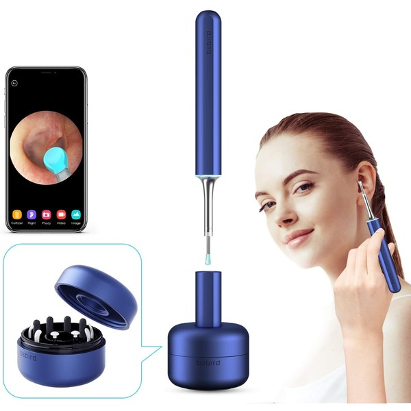 BEBIRD X17 Pro Ear Endoscope with 6 LED Lights, 3.5mm 1080P HD WiFi Ear Wax Removal Wireless Camera Digital Otoscope for iPhone and Android Smartphone(Blue)