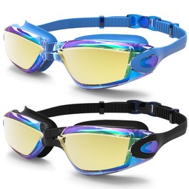 EasYoung Swimming Goggles, 2-Pack Swim Goggles for Adult Men Women Youth, Anti-Fog, UV Protection, No Leaking