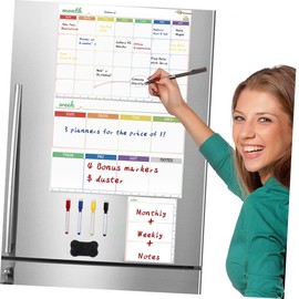 VILLFUL 1set Weekly Magnetic Planner Board Reusable Pet Dry Erase Message Board Cartoon Design for Fridge Kitchen Office for Organizing Notes and Reminders