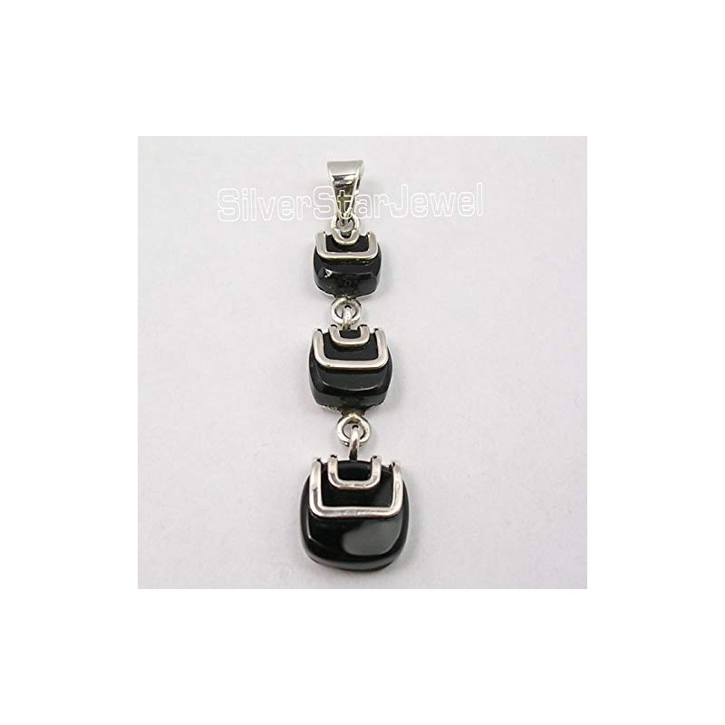 SilverStarJewel Collar largo cuadrado de plata de ley con colgante