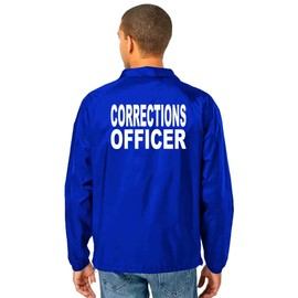 Service and First Responders Corrections Officer Coaches Jackets Event Staff Men’s and Women’s Windbreaker (US, Alpha, X-Large, Regular, Regular, Corrections Officer - Royal)