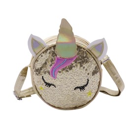 Amamcy Little Girls Unicorn Crossbody Purse Sequin Shoulder Purse Unicorn Gift for Girls Handbag Shoulder Bag Mini Round Bag