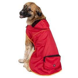 PetRageous 24201XXL Banff Packable Dog Rain Jacket in XXL, Red