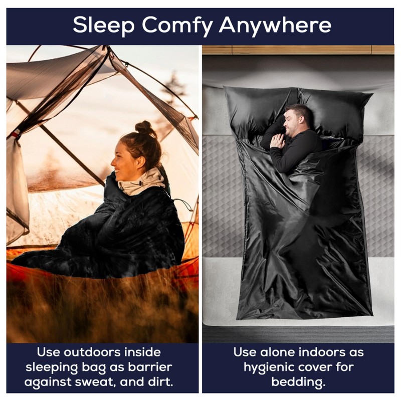 CAMPCONE Silky Sleeping Bag Liner Cold/Warm Weather–XL Travel Sheets for