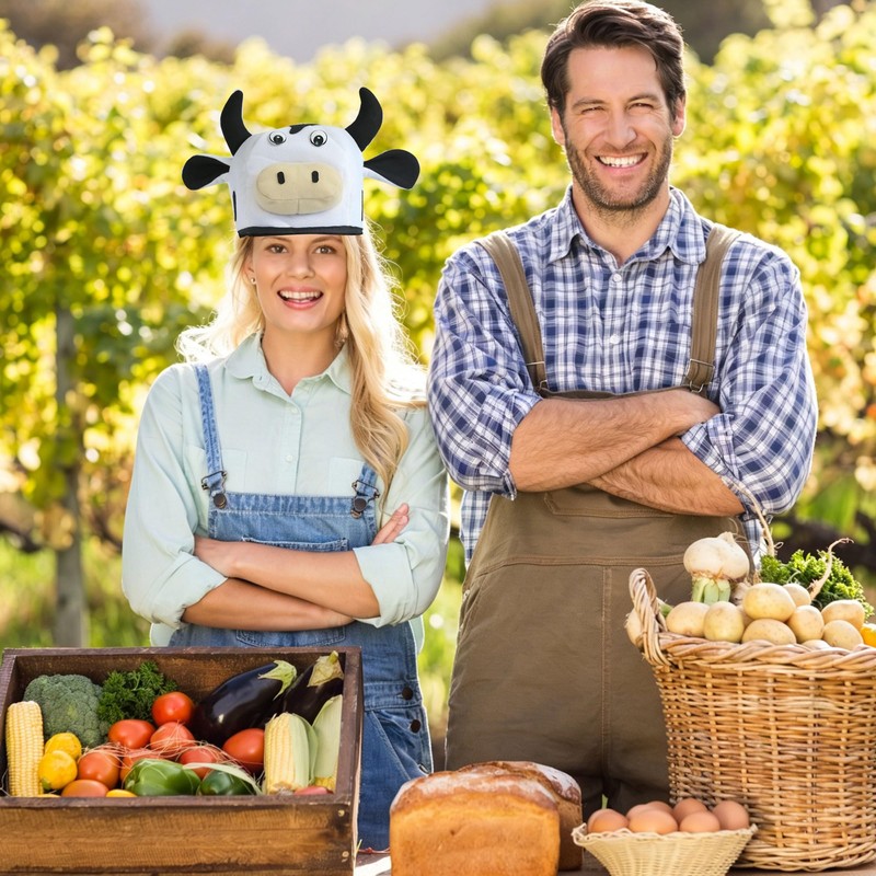 Cow Head Hat - Fun Animal Costume Headwear with Floppy