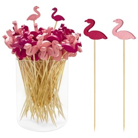 NILLOS Cocktail Bamboo, 100 PCS Flamingo Design Decorative Cocktail Appetizer Picks for Fruit, Appetizers, Dessert, Stirrers Sticks (13.5 * 2.3 cm/5.31 * 0.9 in)