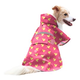 NACOCO Large Dog Raincoat Adjustable - Pet Rubber Ducks Yellow Water Proof Clothes Lightweight Rain Jacket Poncho Hoodies with Strip Reflective Pink (Pink XL, Yellow Duck)