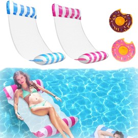 ClcIosis Pack of 4 Air Mattress with Net, Water Hammock with Net, Swimming Mat, Water Hammock for Chairs, Mattresses, Seats, Swimming Pool, Beach Water Toy