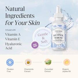 LilyAna Naturals Retinol Serum - Made in USA, Anti Aging Face Serum with Hyaluronic Acid and Vitamin E, Reduces Age Spots and Sun Damage, Promotes Col