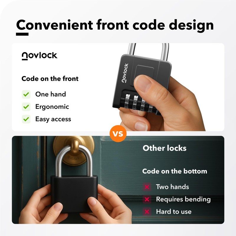 Combination Padlock - Heavy Duty Weatherproof 4 Digit Combination Lock