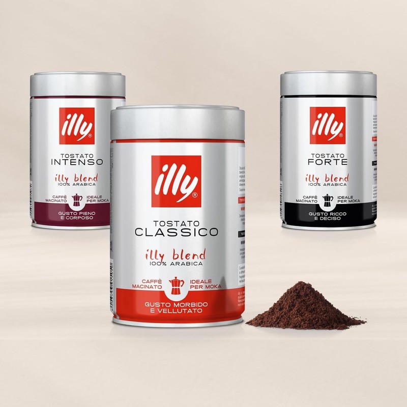 illy, Caffè Macinato per Moka Tostato CLASSICO, 100% Arabica con