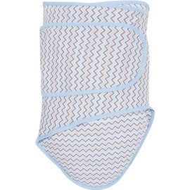 Miracle Blanket Baby Sleep Wearable Swaddle Wrap for Newborn Infant Boy or Girl 0-3 Months, Blue & Gray Chevron