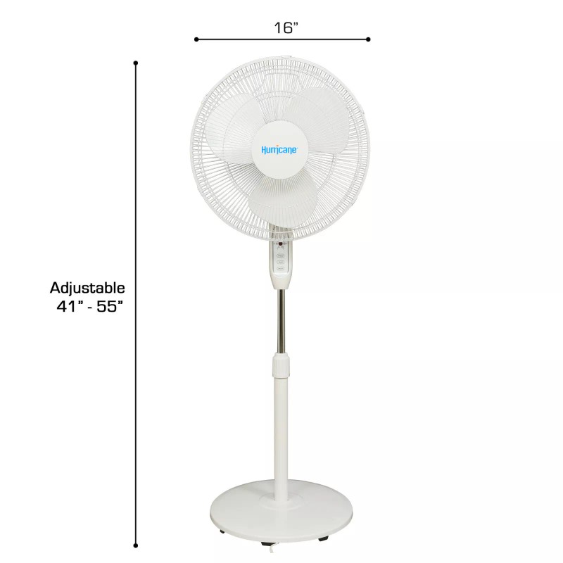Hurricane Supreme Oscillating Stand Fan w/ Remote 16 in White