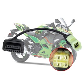 VZG OBD2 Diagnostic Cable Adapter for Kawasaki Motorcycle 4 Pin Connector,Fits Kawasaki Z250 Z650 Z1000 ER6N EX650F Ninja400 Motorbike Diagnostic,Work with OBD Motorcycle Scan Tools Code Reader