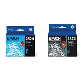Epson 252 DURABrite Ultra Ink High Capacity Cyan & Black Cartridges Works with Workforce WF-3620 WF-3640 WF-7110 WF-7610 WF-7620 WF-7710 WF-7720 WF-7210 Printers