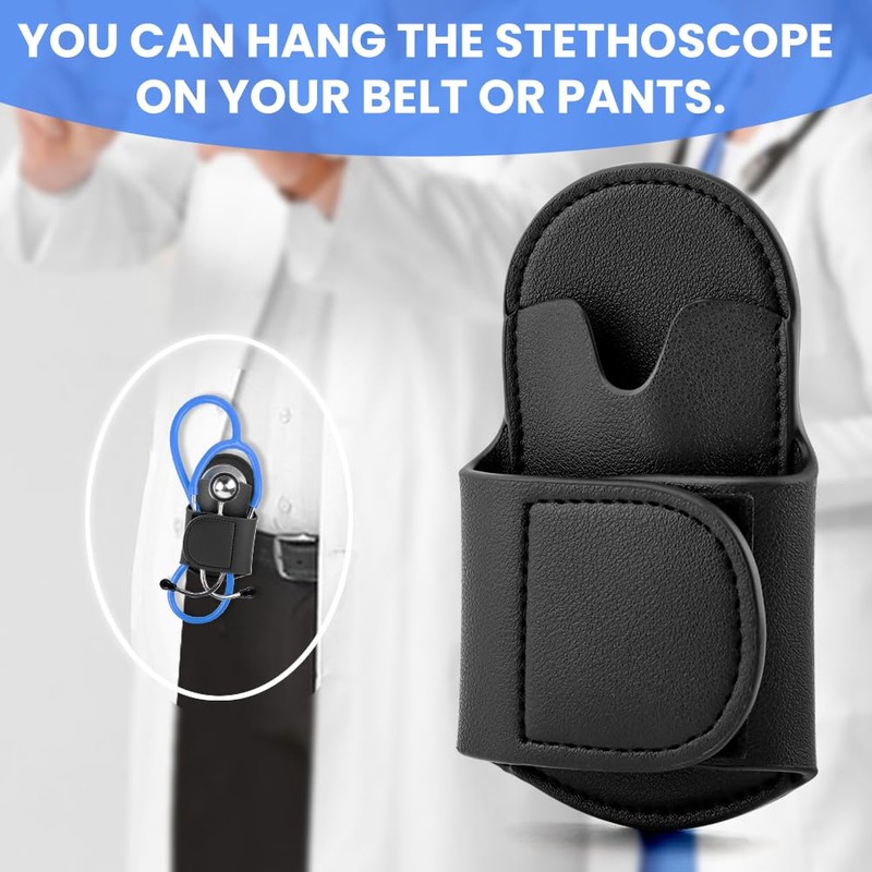 Loyanger Stethoscope Holder Clip, PU Leather Stethoscope Holster Clips Holder