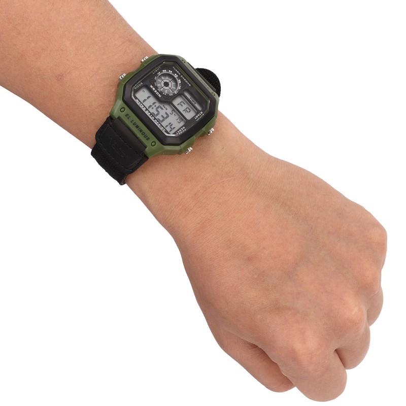 Digital Sport Watch Canvas Strap Luminous Waterproof Retro Sport Watch