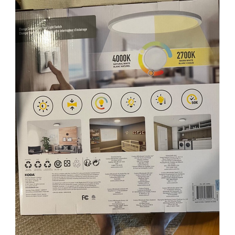 Koda 15" Slim LED Ceiling Light 1600 Lumens Dimmable Color