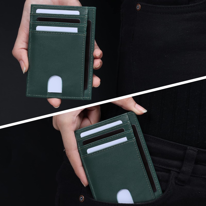 AMEHA Men's Minimalist Slim Wallet Front Pocket Genuine Leather RFID