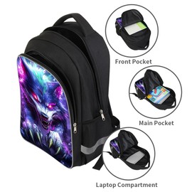 MNFGMH Kids Backpack for School Boys Wolf Backpack School Bag for Ages 6-18 Suitable for Teenagers Primary and Junior High School Students