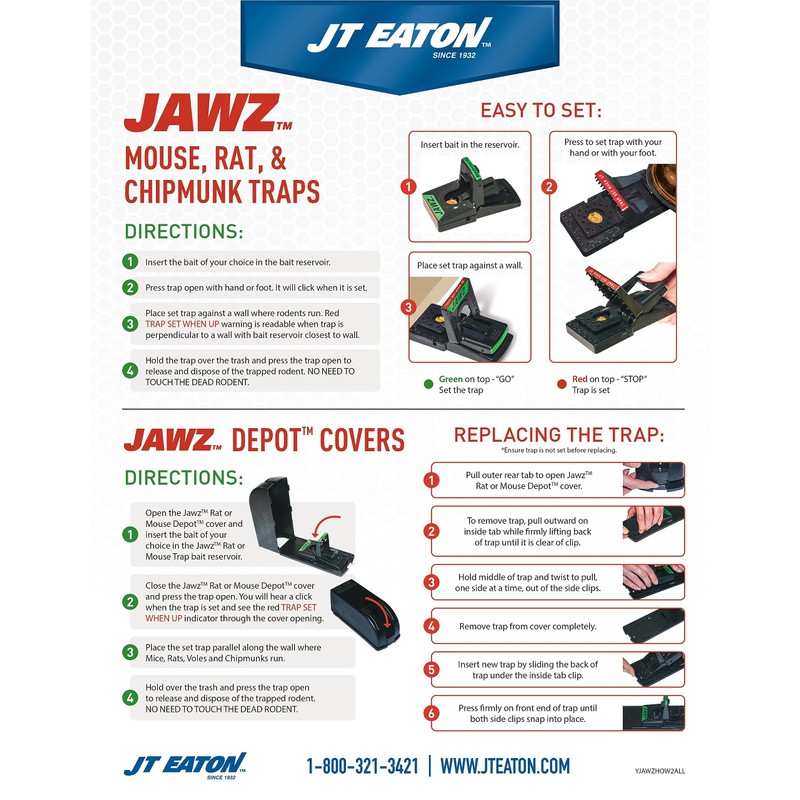 JT Eaton Jawz Depot Reusebale Mouse Snap Trap Covers, Compatible