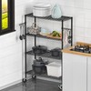 Folews 4-Tier Storage Shelving Unit with Wheels, Metal Rolling Storage