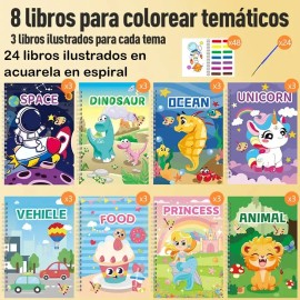 24 Pcs Libro Para Colorear Libreta De Dibujo De Acuarela.