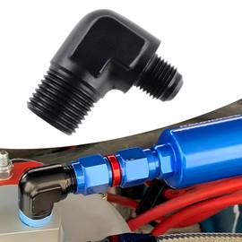 VVORHSBELL 6AN Male Flare to 1/2" NPT Male 90 Degree Fitting Adapter Aluminum Black