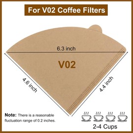 Clinuse Cone Coffee Filters #2, 200 Count Unbleached Size 02 Coffee Filter, Disposable Natural Paper Filters 2-4 Cup, 02 Cone Filters for Pour Over and Drip Coffee Maker