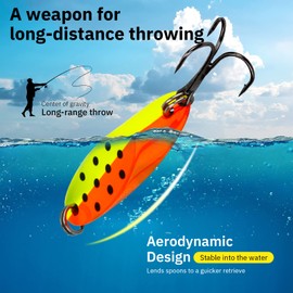THKFISH Fishing Lures Fishing Spoons Trout Lures Saltwater Spoon Lures Casting Spoon for Trout Bass Pike Walleye Color A, 3/4oz-5pcs