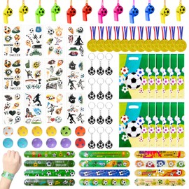 TAIXING 84Pcs Football Party Bags Fillers, Football Party Bag Fillers for Kids with Football Gift Bag Football Keychains Football Stickers Football Whistles, for Boys Girls Birthday Party Gift