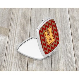Caroline's Treasures Letter R Chevron Garnet and Gold Compact Travel Mirrors, Multicolor