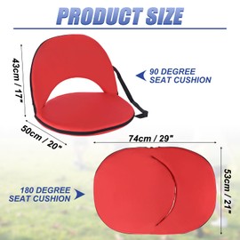 PATIKIL Stadium Seat Cushion for Bleacher Foldable Reclining Floor Chair with 6 Position Adjustable Back Support Waterproof Thick Padding for Sports Picnic, Red
