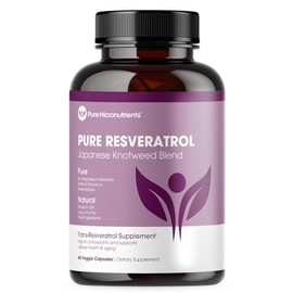 Pure Resveratrol 600mg, Extra Strength Trans-Resveratrol, 60 Vegan Caps | Supports heart, cognitive & immune health; highly purified & bioavailable an