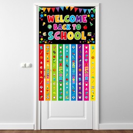 Welcome Back to School Door Banner, Colorful First Day of School 100 Days Hanging Decorations Welcome Classroom Door Cover Back to Schools Porch Sign for Kindergarten Preschool Party Supplies
