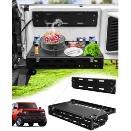 Sunsdrew 2025 Upgraded Foldable Tailgate Table for Ford Bronco 2021+ 2/4 Door(Not Sport) No-Drill with Storage Shelf MOLLE Ideal for Camping Accessories