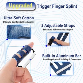 RonJea RonJea 4 Pcs Upgraded Trigger Finger Splint: Trigger Finger Brace Support with 3 Adjustable Fixing Belt, Finger Straightener for Middle/Ring/Index/Pinky/Thumb, Fits for Broken/Straightening/Arthritis