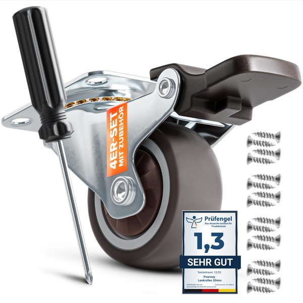 pearway PEARWAY? Premium 32mm M?belrollen mit Bremse [4 Stk bis