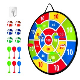 26'' Large Dart Board Game Set for Kids with 6 Sticky Balls & 6 Darts, Indoor Outdoor Fun Party Favor Toy for Boys Girls