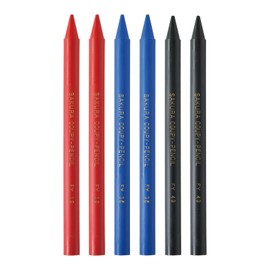 Sakura Crepas Colored Pencils, Coupy Pencils, Set of 6, Red, Blue, Black, 2 Each, JFY Rose 6C