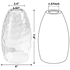 GO&SO 2-Pack Hand Blown Water Ripple Art Glass Lamp Shade for Light Replacement, 7.8"H,1.57" Fitter,E26 Base, Oval Glass Light Shade Cover, for Kitchen Island Mini Pendant Light/Table Lamp/Chandelier