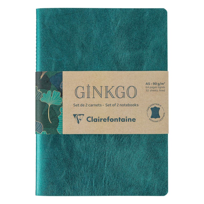 Clairefontaine 115948C Ginkgo Notebooks with Thread Binding, A5 14.8 x